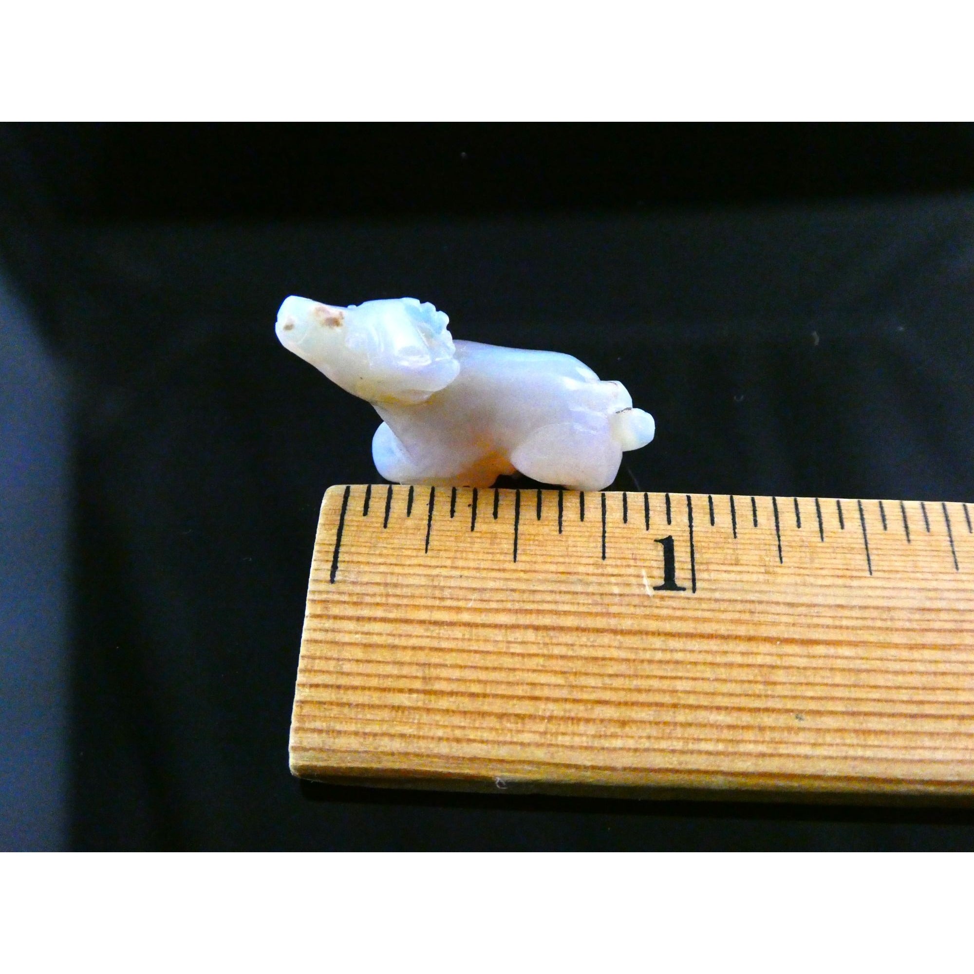 Carved Natural Opal Sitting Cow Specimen 3.5g Weight 17.58 Carats 27mm Length