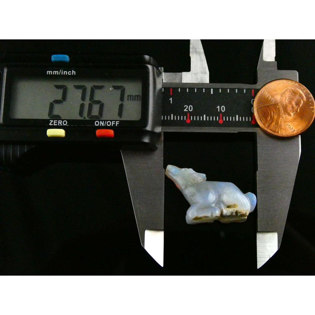 Carved Natural Opal Sitting Cow Specimen 3.5g Weight 17.58 Carats 27mm Length