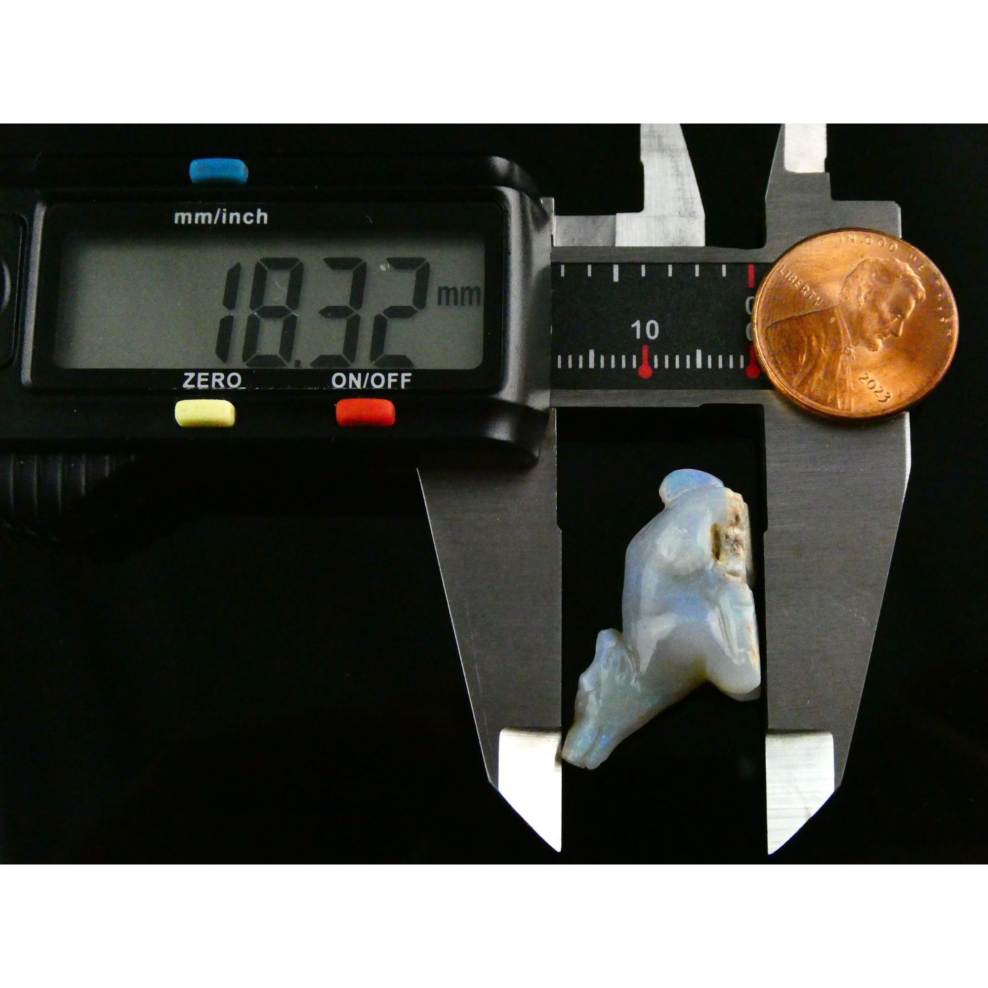 Carved Natural Opal Sitting Cow Specimen 3.5g Weight 17.58 Carats 27mm Length
