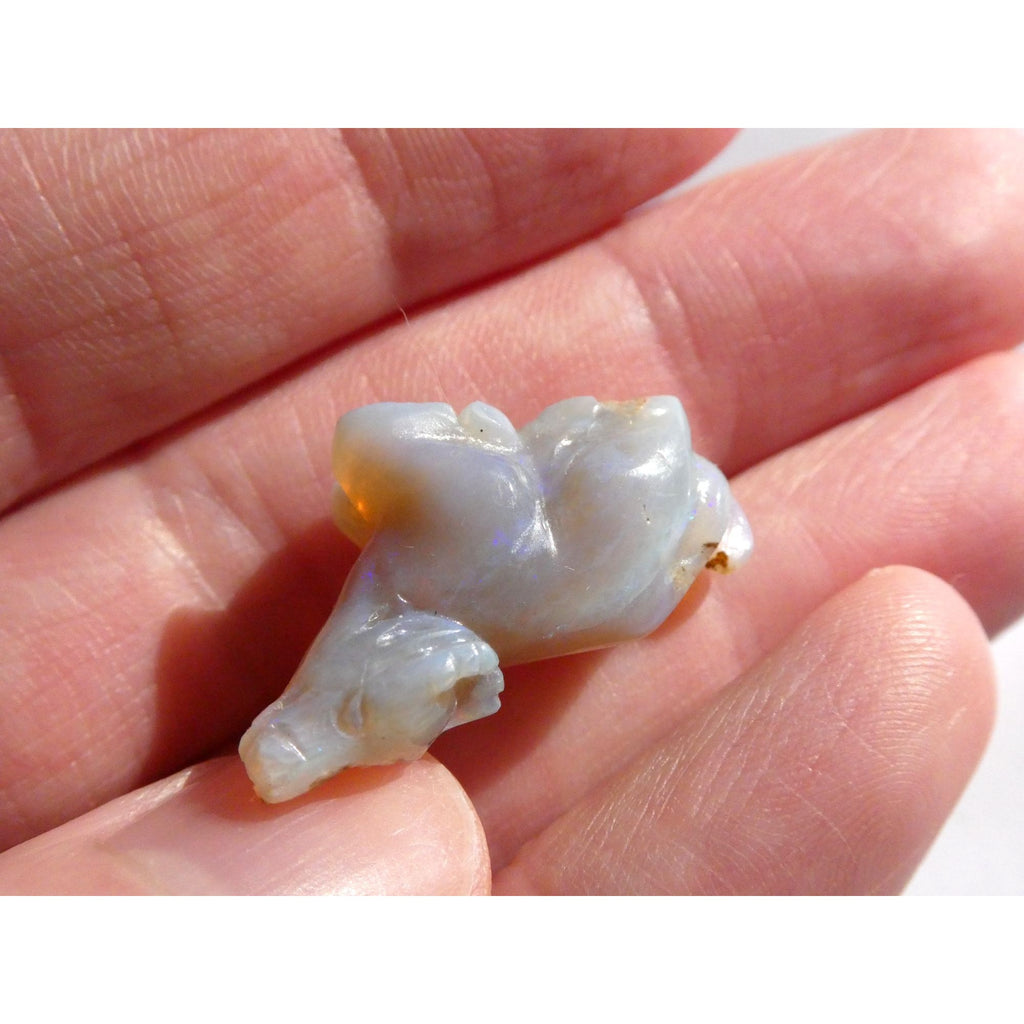 Carved Natural Opal Sitting Cow Specimen 3.5g Weight 17.58 Carats 27mm Length