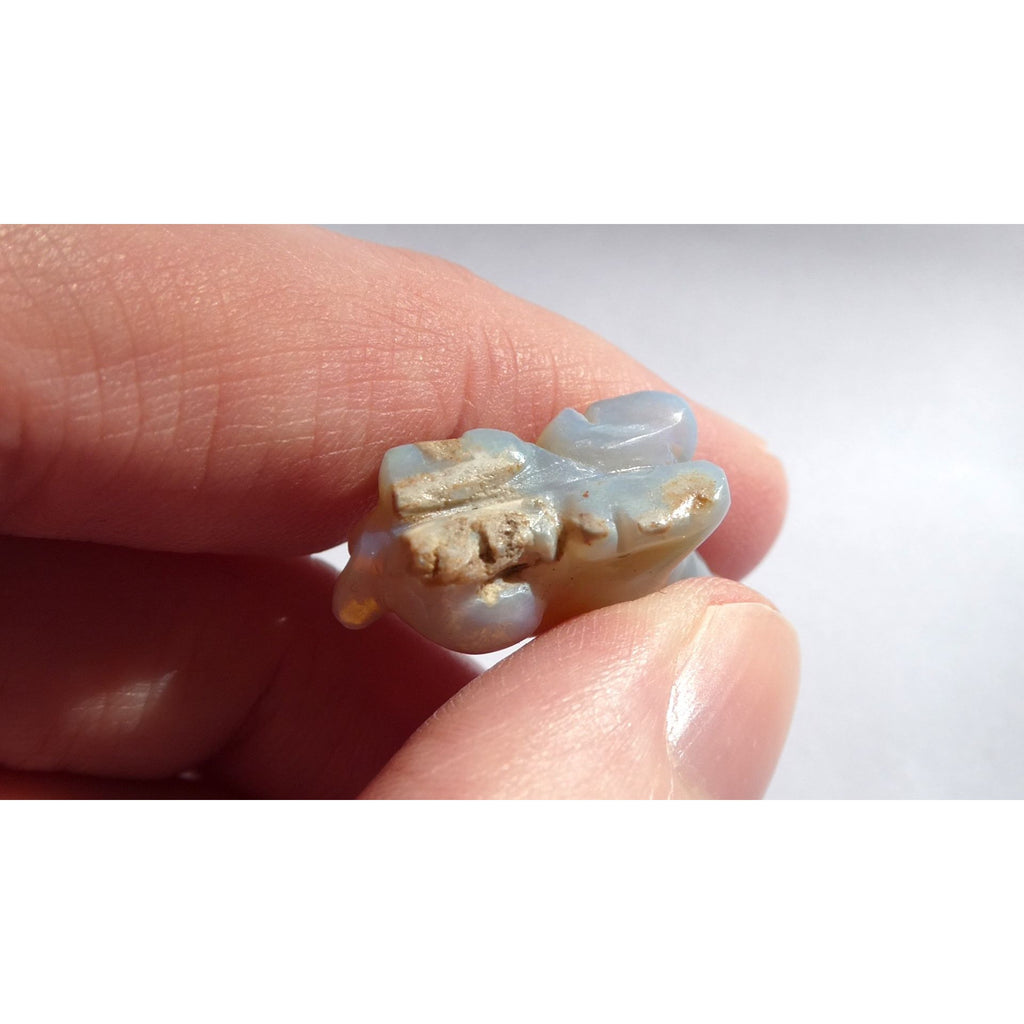 Carved Natural Opal Sitting Cow Specimen 3.5g Weight 17.58 Carats 27mm Length