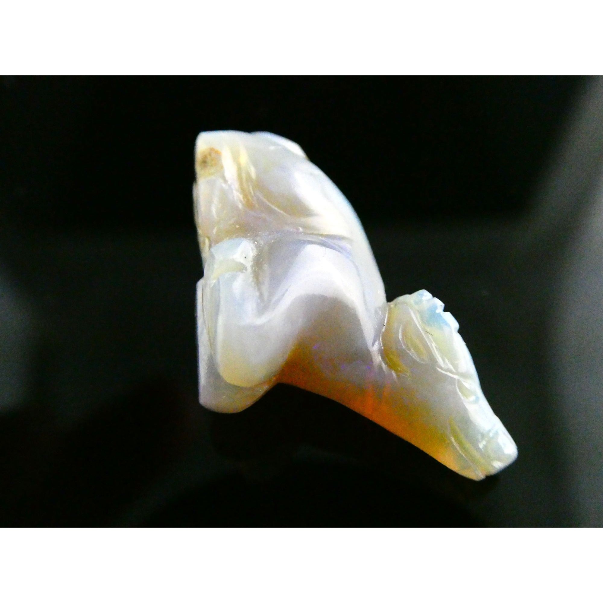 Carved Natural Opal Sitting Cow Specimen 3.5g Weight 17.58 Carats 27mm Length