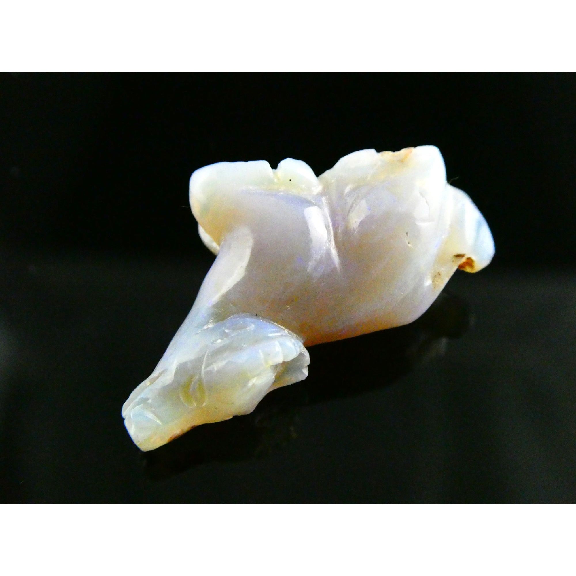 Carved Natural Opal Sitting Cow Specimen 3.5g Weight 17.58 Carats 27mm Length