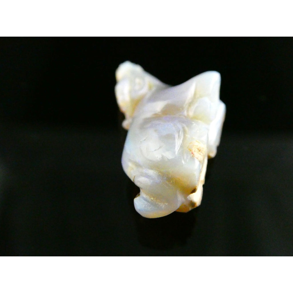 Carved Natural Opal Sitting Cow Specimen 3.5g Weight 17.58 Carats 27mm Length