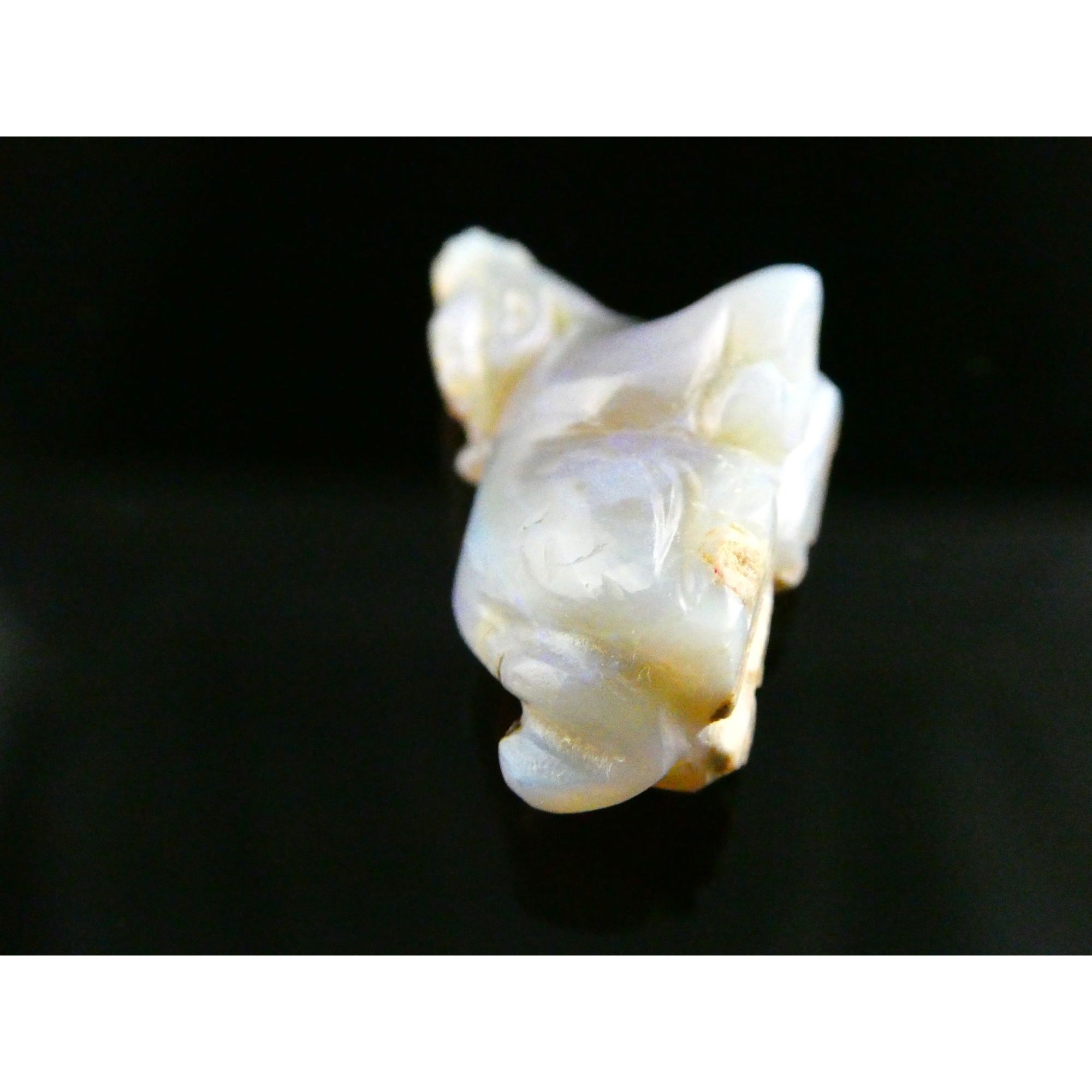 Carved Natural Opal Sitting Cow Specimen 3.5g Weight 17.58 Carats 27mm Length
