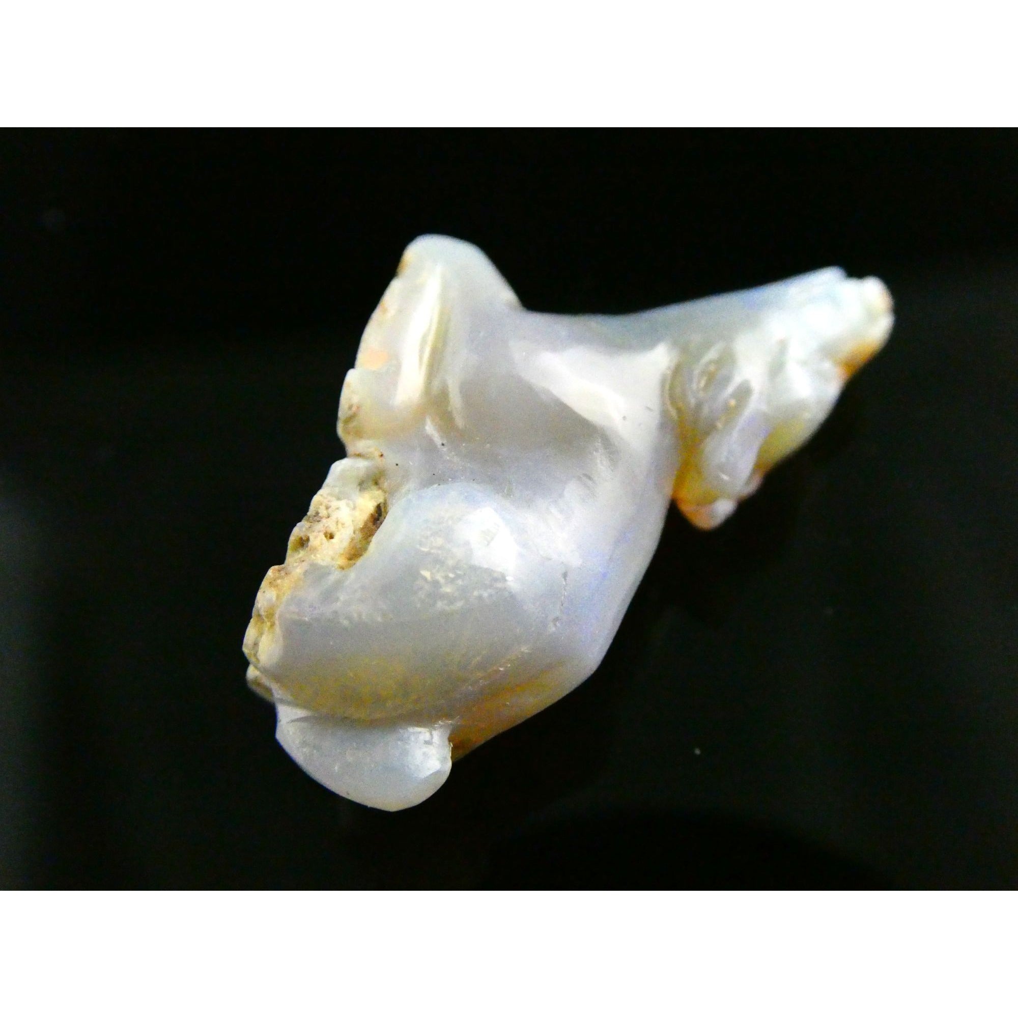 Carved Natural Opal Sitting Cow Specimen 3.5g Weight 17.58 Carats 27mm Length