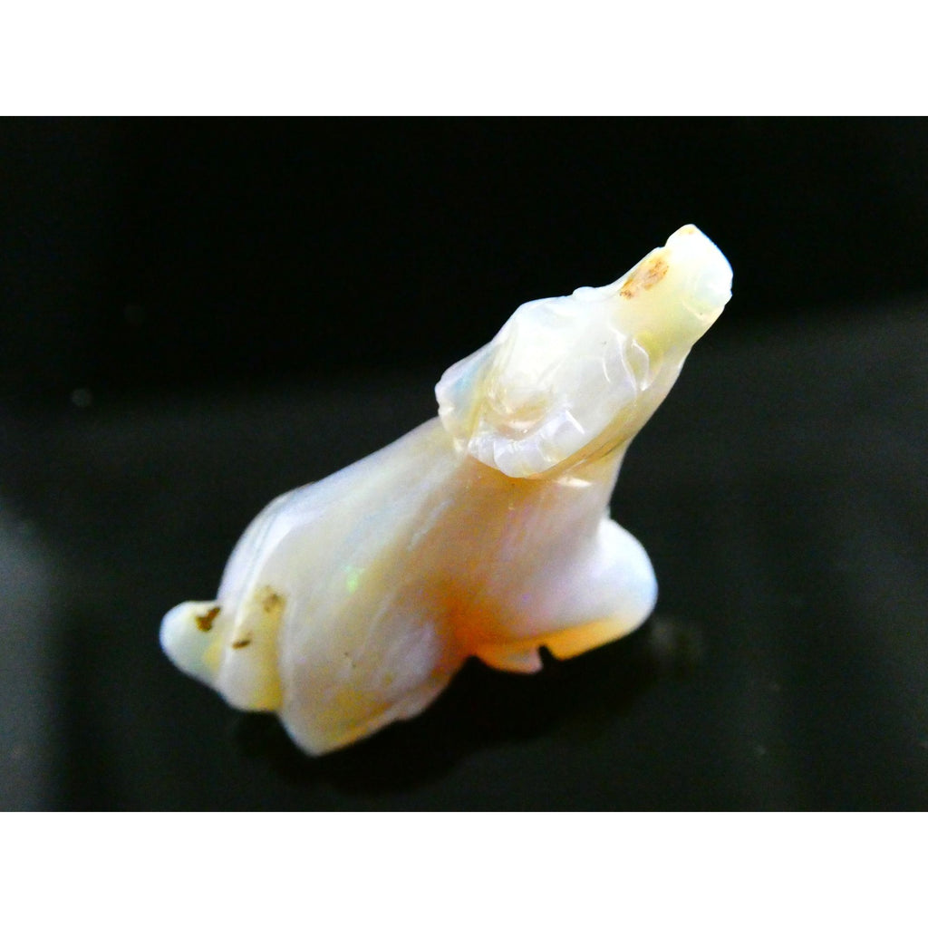 Carved Natural Opal Sitting Cow Specimen 3.5g Weight 17.58 Carats 27mm Length