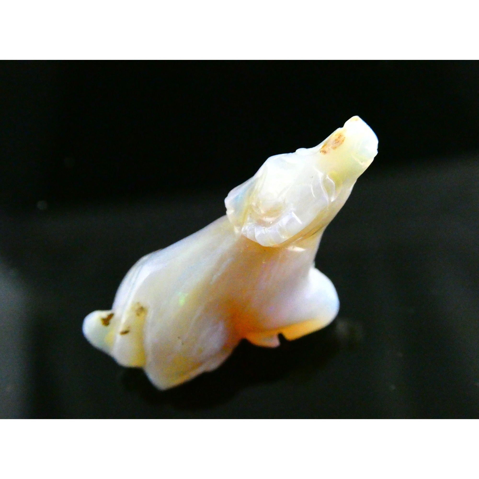 Carved Natural Opal Sitting Cow Specimen 3.5g Weight 17.58 Carats 27mm Length