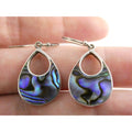 ATI Sterling Silver Purple Abalone Shell Hook Earrings 3.5g 925 1 Inch Total