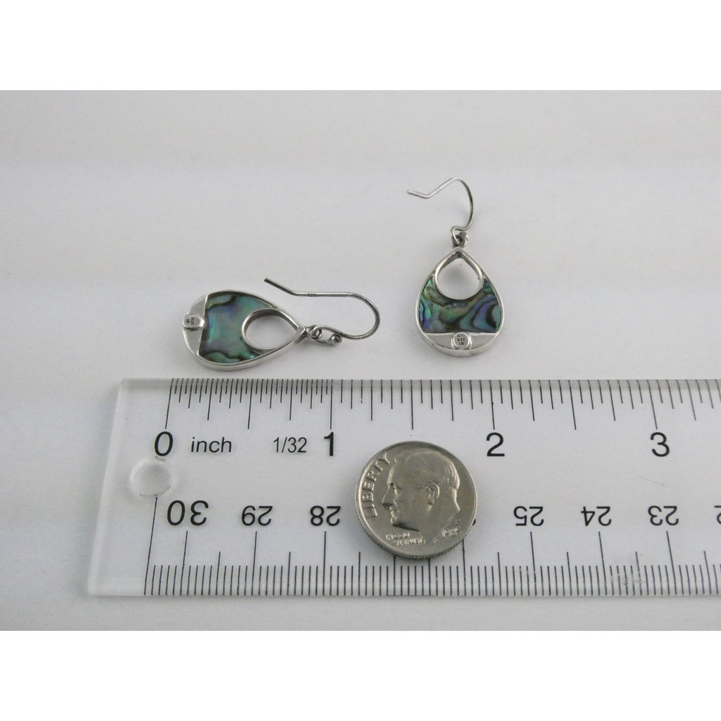 ATI Sterling Silver Purple Abalone Shell Hook Earrings 3.5g 925 1 Inch Total