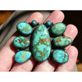 Southwestern Mexican Jimenez Federico JF Sterling Silver Turquoise Brooch Pin