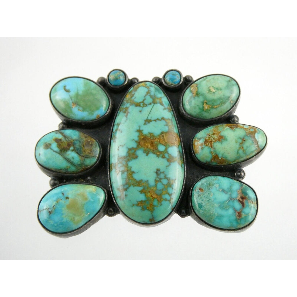 Southwestern Mexican Jimenez Federico JF Sterling Silver Turquoise Brooch Pin
