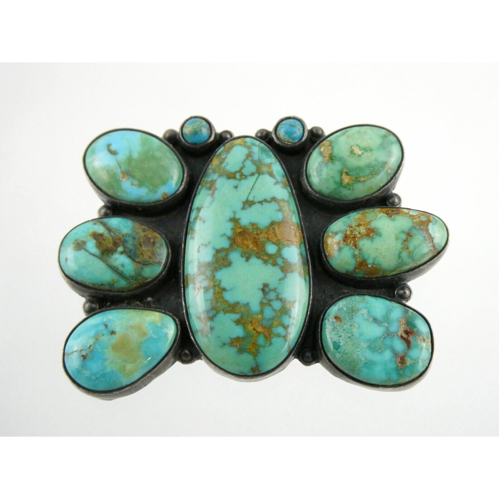 Southwestern Mexican Jimenez Federico JF Sterling Silver Turquoise Brooch Pin