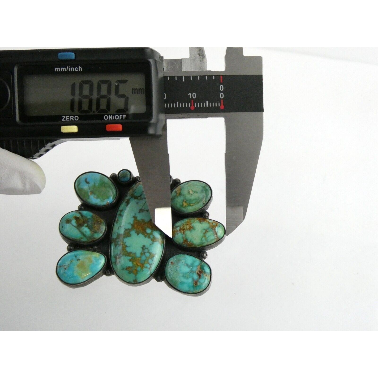 Southwestern Mexican Jimenez Federico JF Sterling Silver Turquoise Brooch Pin