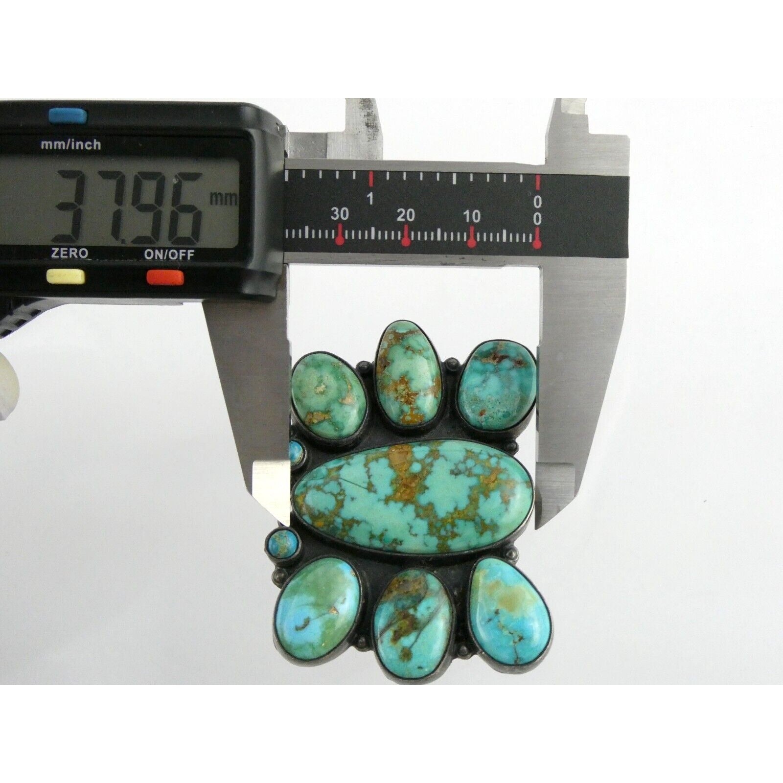 Southwestern Mexican Jimenez Federico JF Sterling Silver Turquoise Brooch Pin