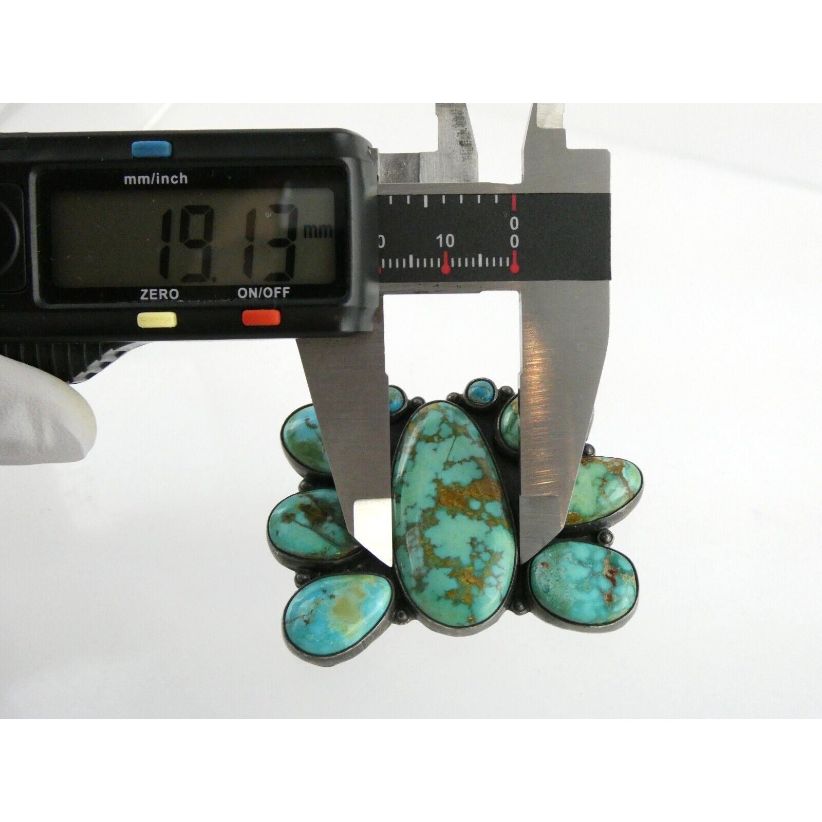 Southwestern Mexican Jimenez Federico JF Sterling Silver Turquoise Brooch Pin