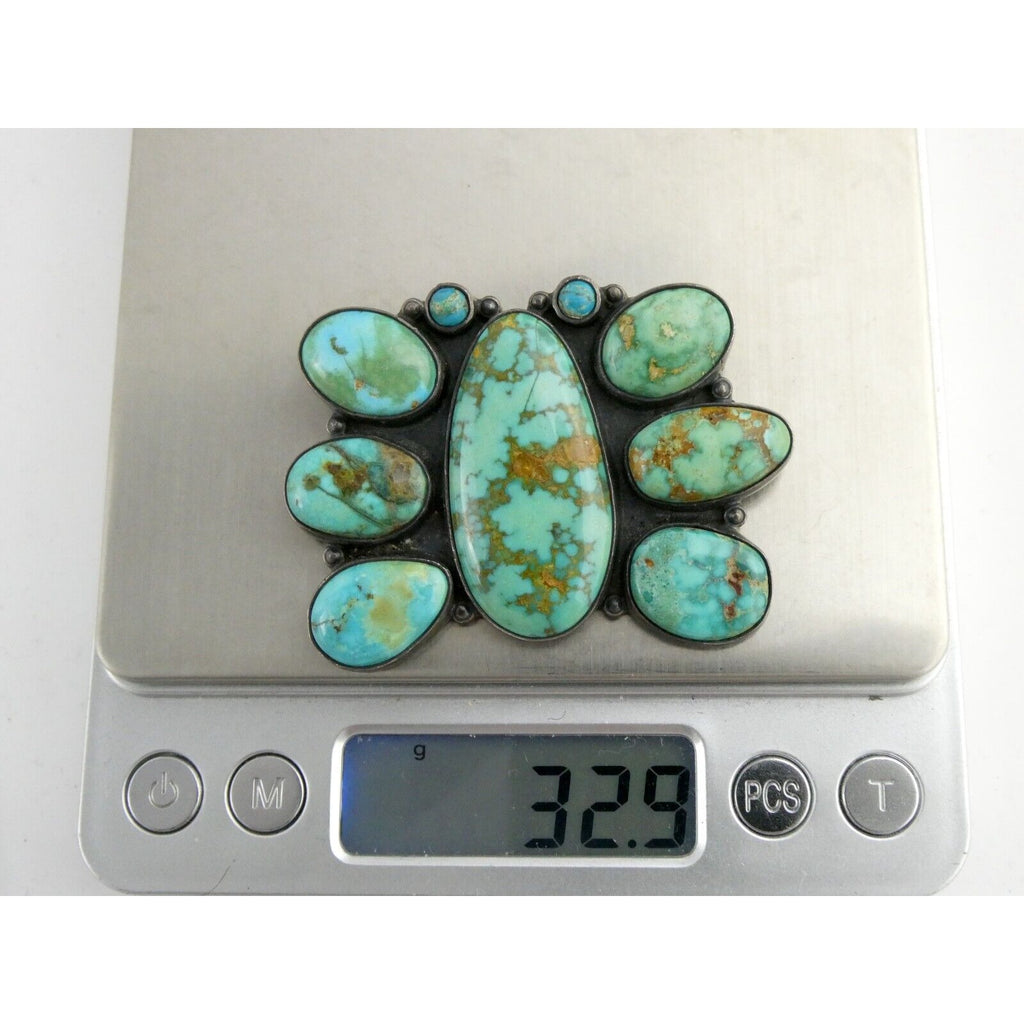 Southwestern Mexican Jimenez Federico JF Sterling Silver Turquoise Brooch Pin