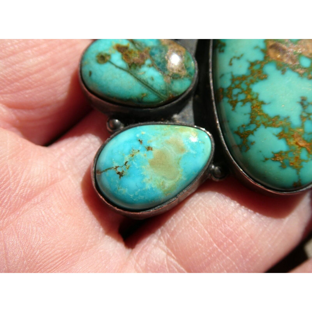 Southwestern Mexican Jimenez Federico JF Sterling Silver Turquoise Brooch Pin