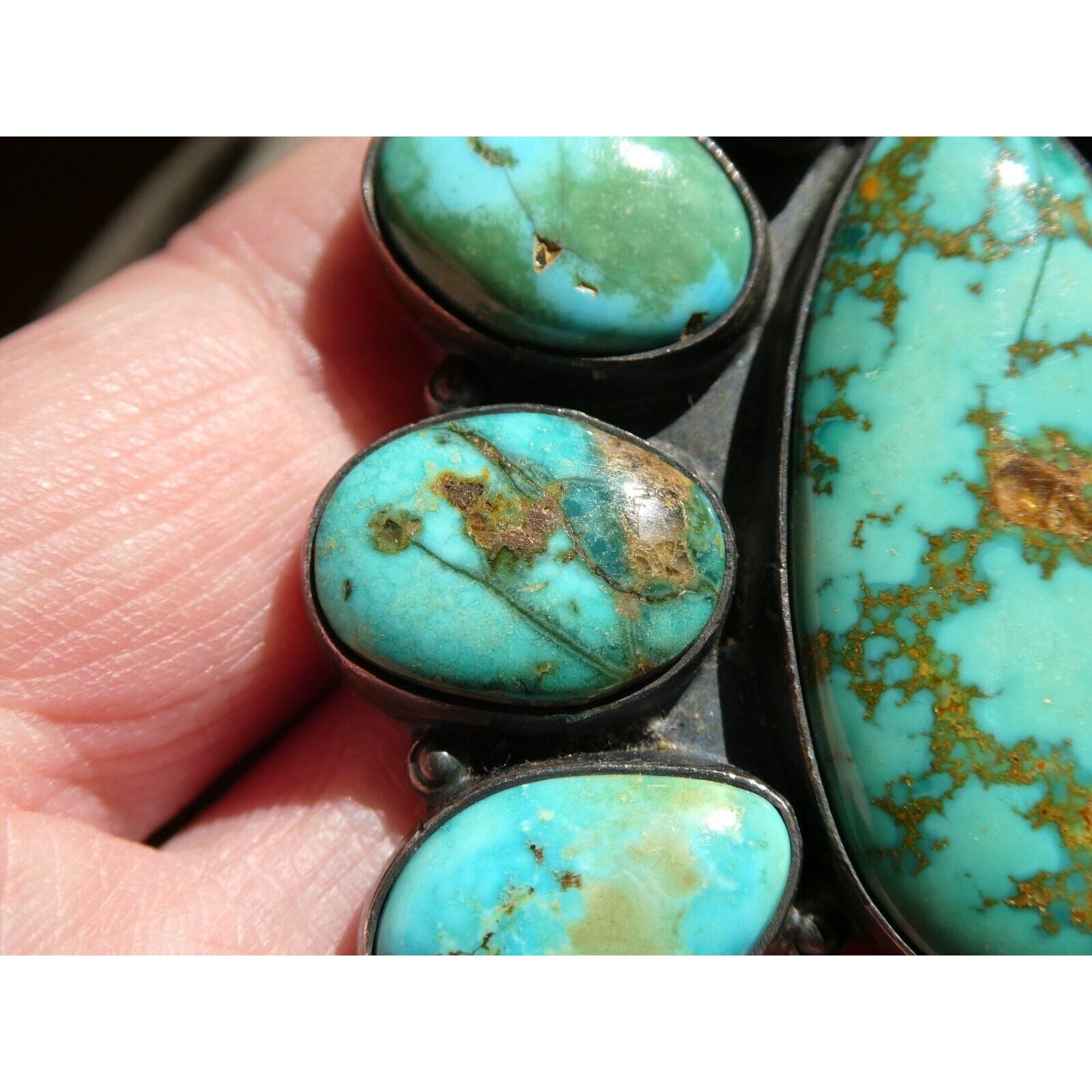 Southwestern Mexican Jimenez Federico JF Sterling Silver Turquoise Brooch Pin