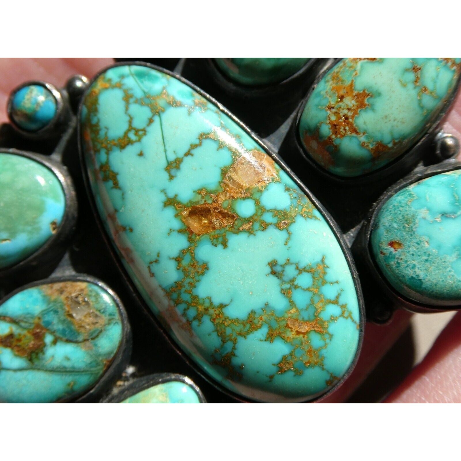 Southwestern Mexican Jimenez Federico JF Sterling Silver Turquoise Brooch Pin