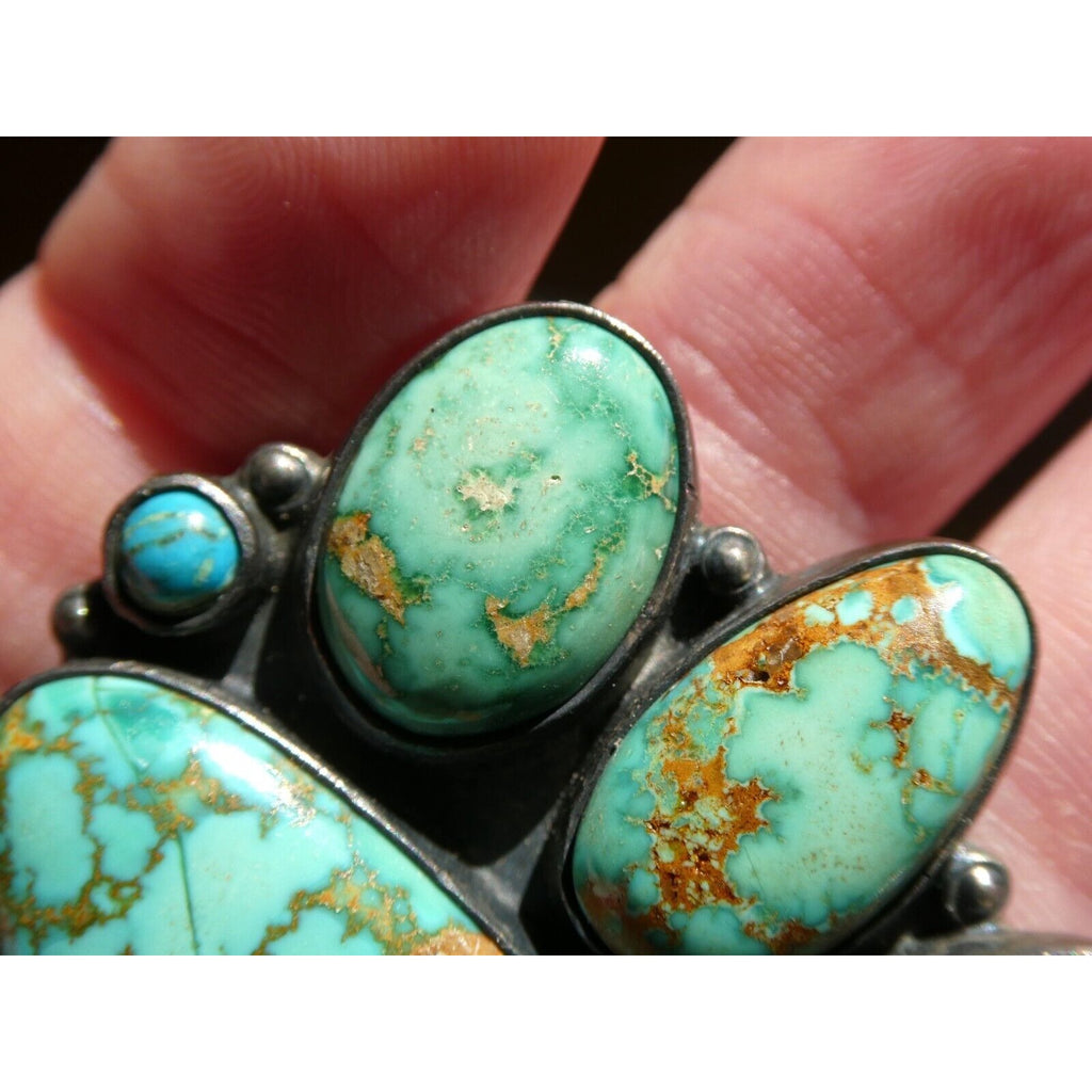 Southwestern Mexican Jimenez Federico JF Sterling Silver Turquoise Brooch Pin