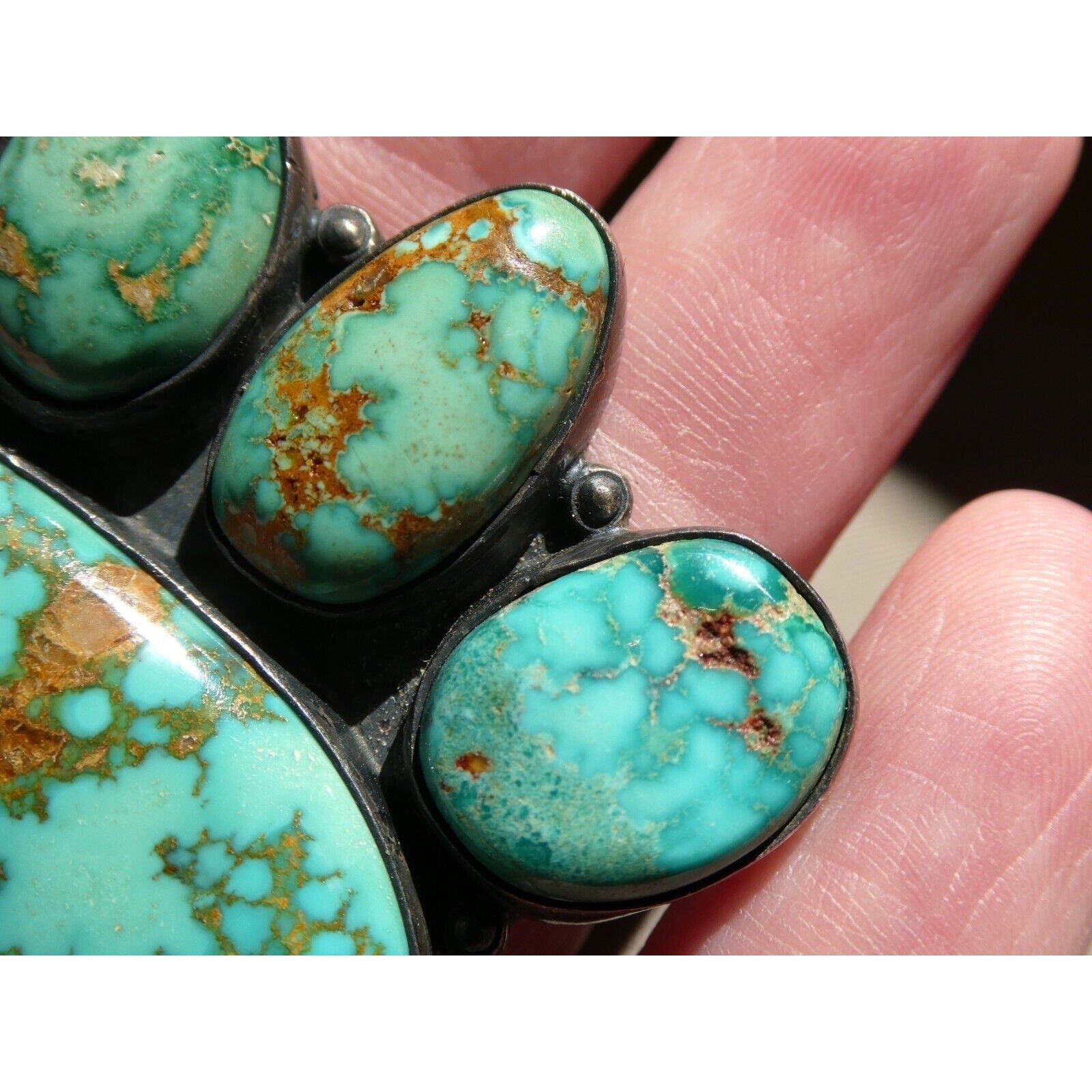 Southwestern Mexican Jimenez Federico JF Sterling Silver Turquoise Brooch Pin