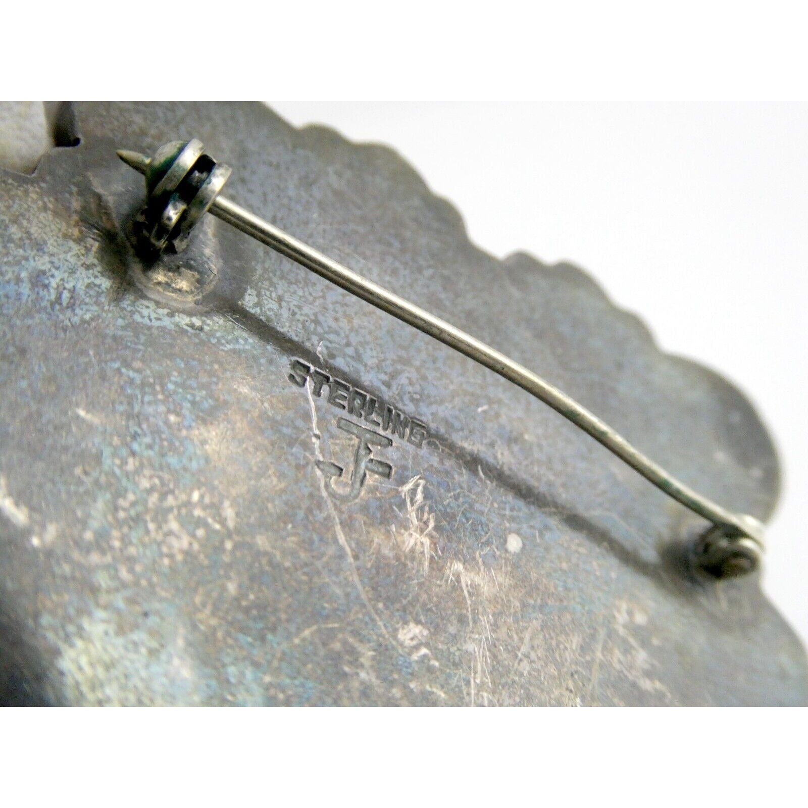 Southwestern Mexican Jimenez Federico JF Sterling Silver Turquoise Brooch Pin