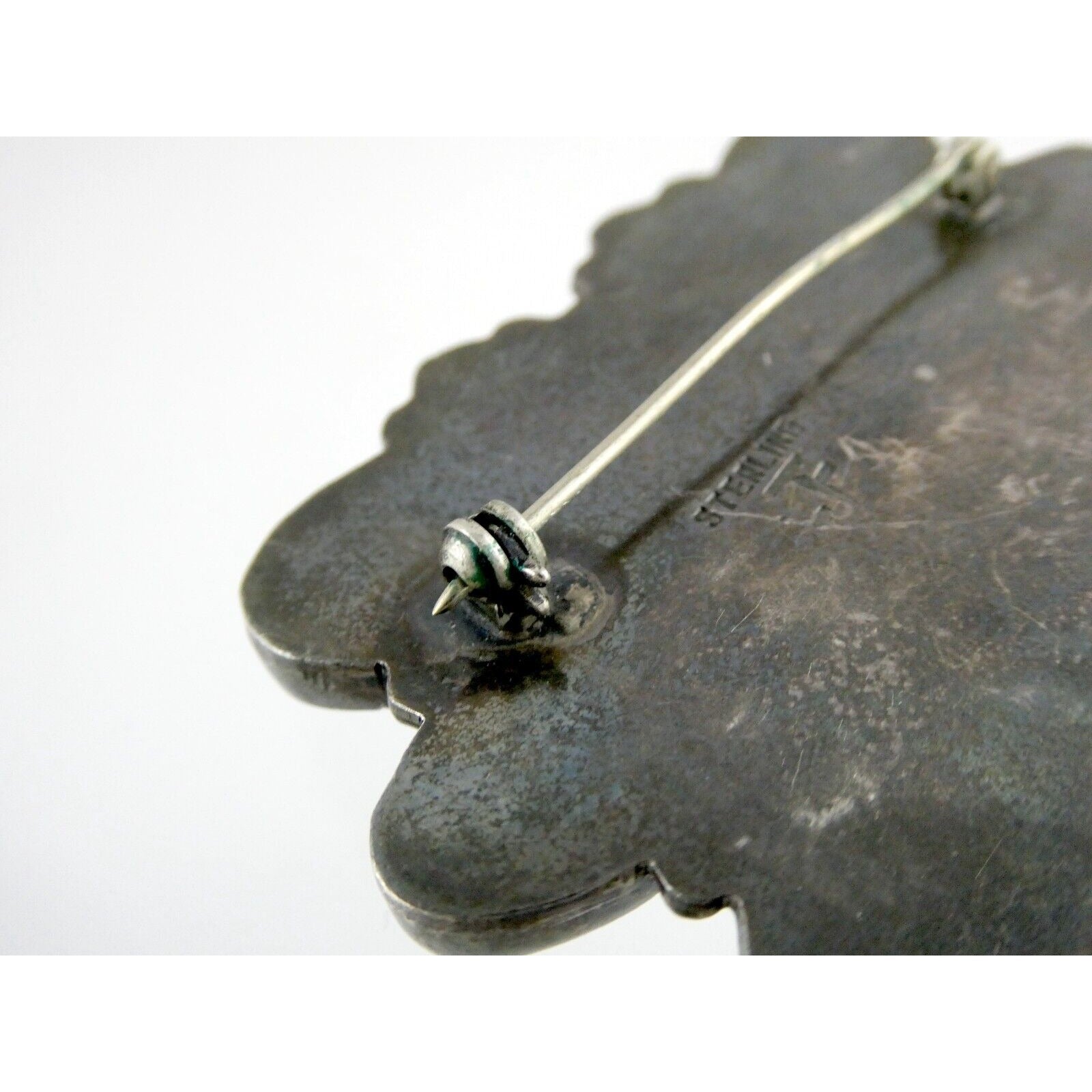 Southwestern Mexican Jimenez Federico JF Sterling Silver Turquoise Brooch Pin