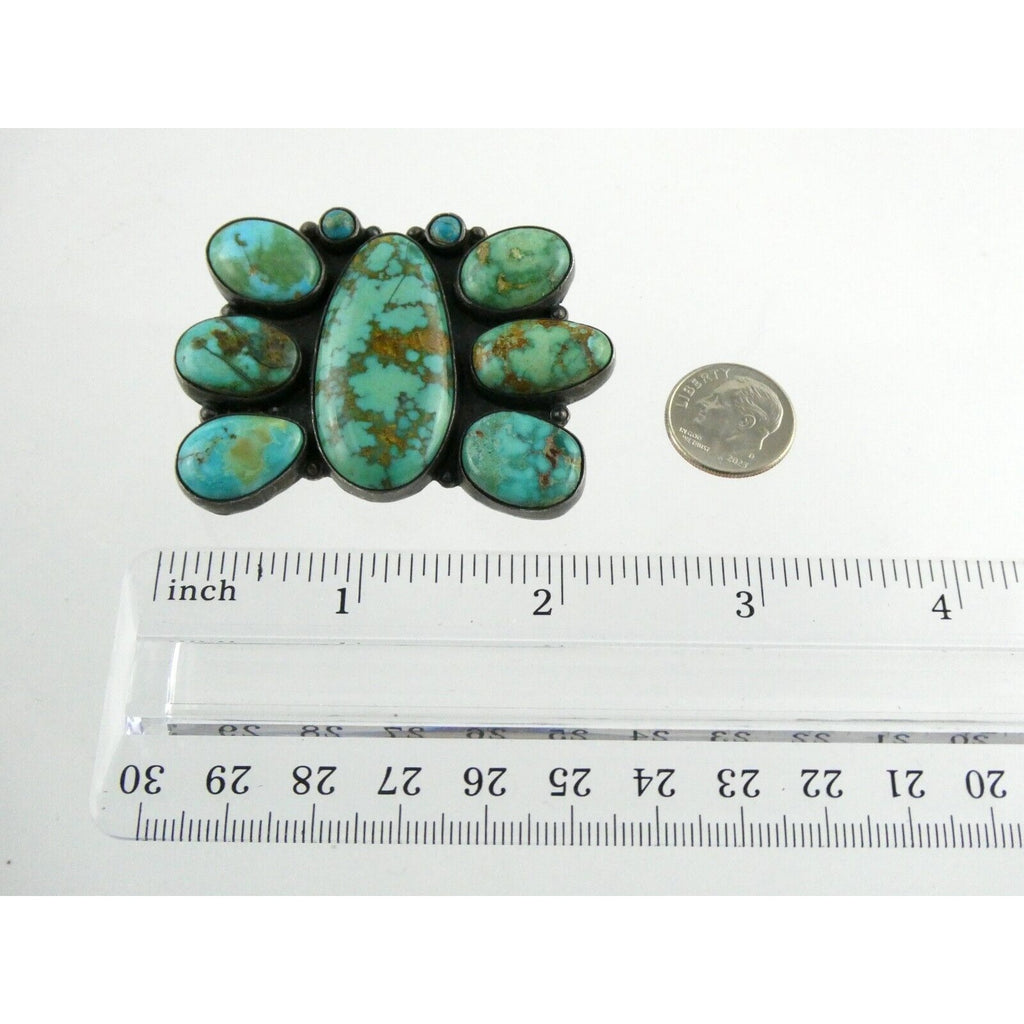 Southwestern Mexican Jimenez Federico JF Sterling Silver Turquoise Brooch Pin