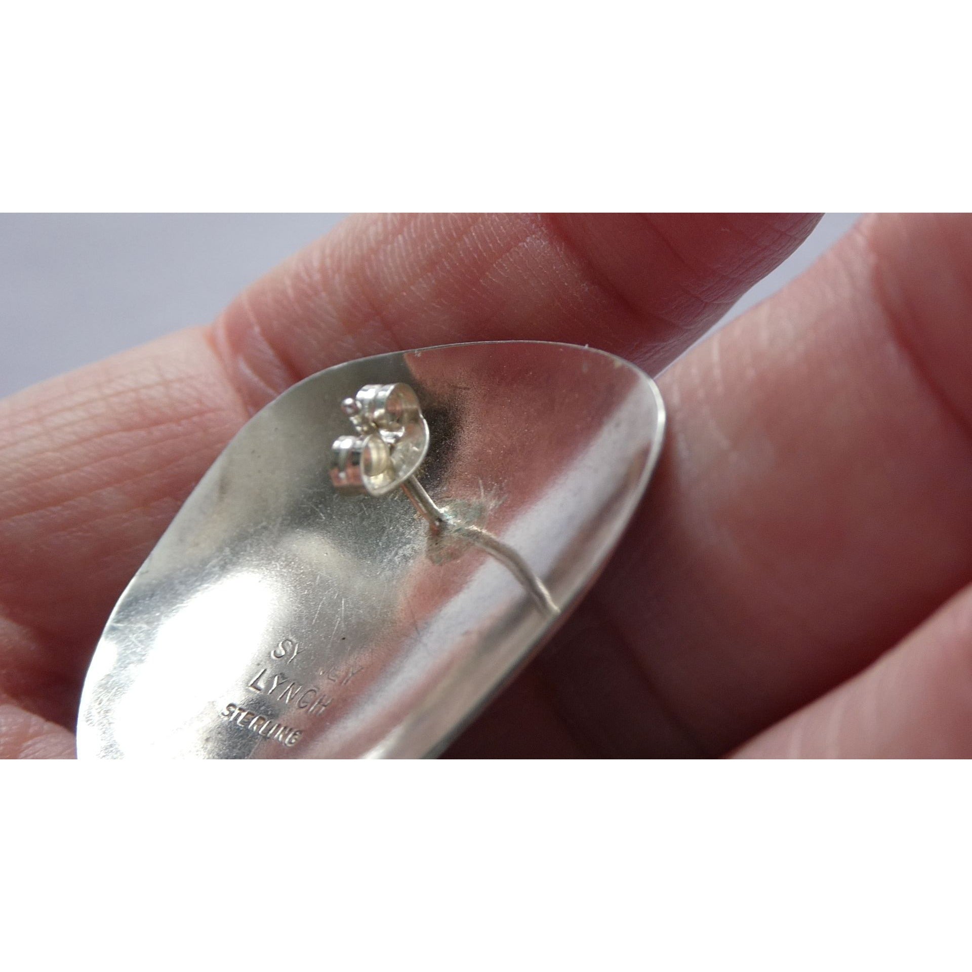 Sydney Lynch Sterling Silver and 22k Gold Modernist Freeform Earrings 8g 1.25 In