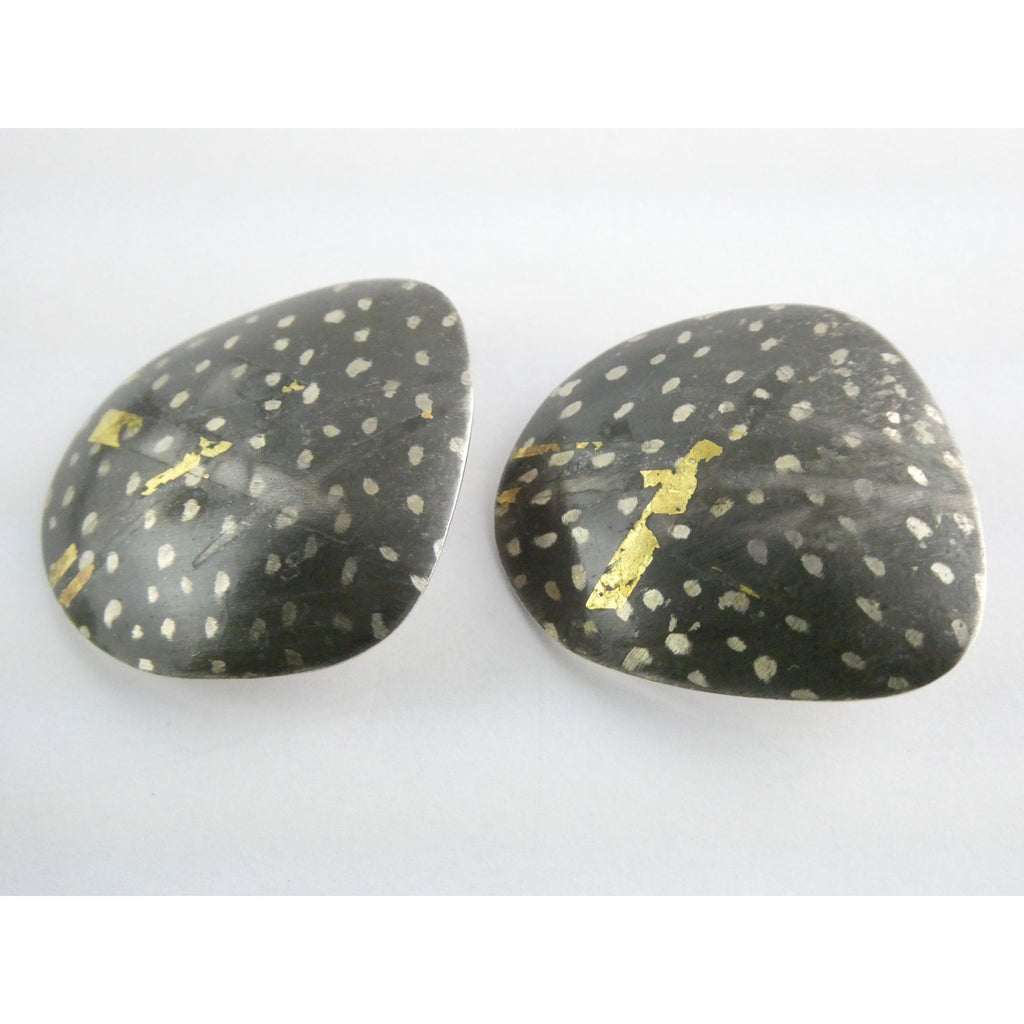 Sydney Lynch Sterling Silver and 22k Gold Modernist Freeform Earrings 8g 1.25 In