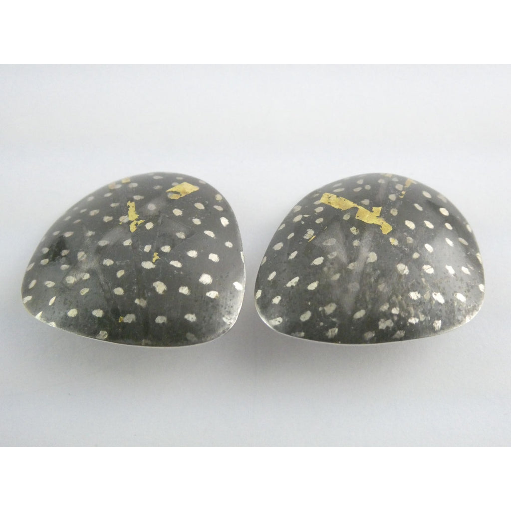 Sydney Lynch Sterling Silver and 22k Gold Modernist Freeform Earrings 8g 1.25 In