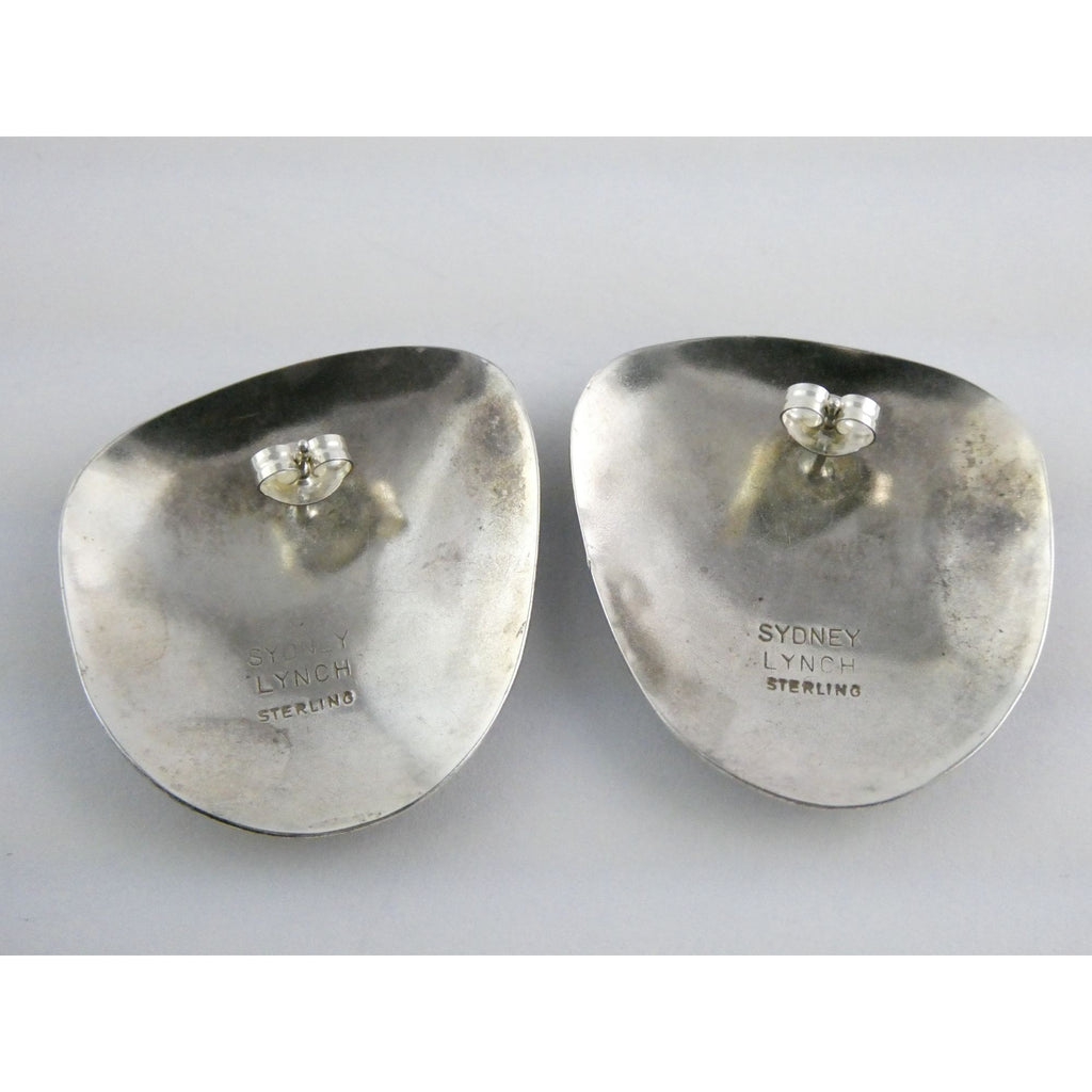 Sydney Lynch Sterling Silver and 22k Gold Modernist Freeform Earrings 8g 1.25 In