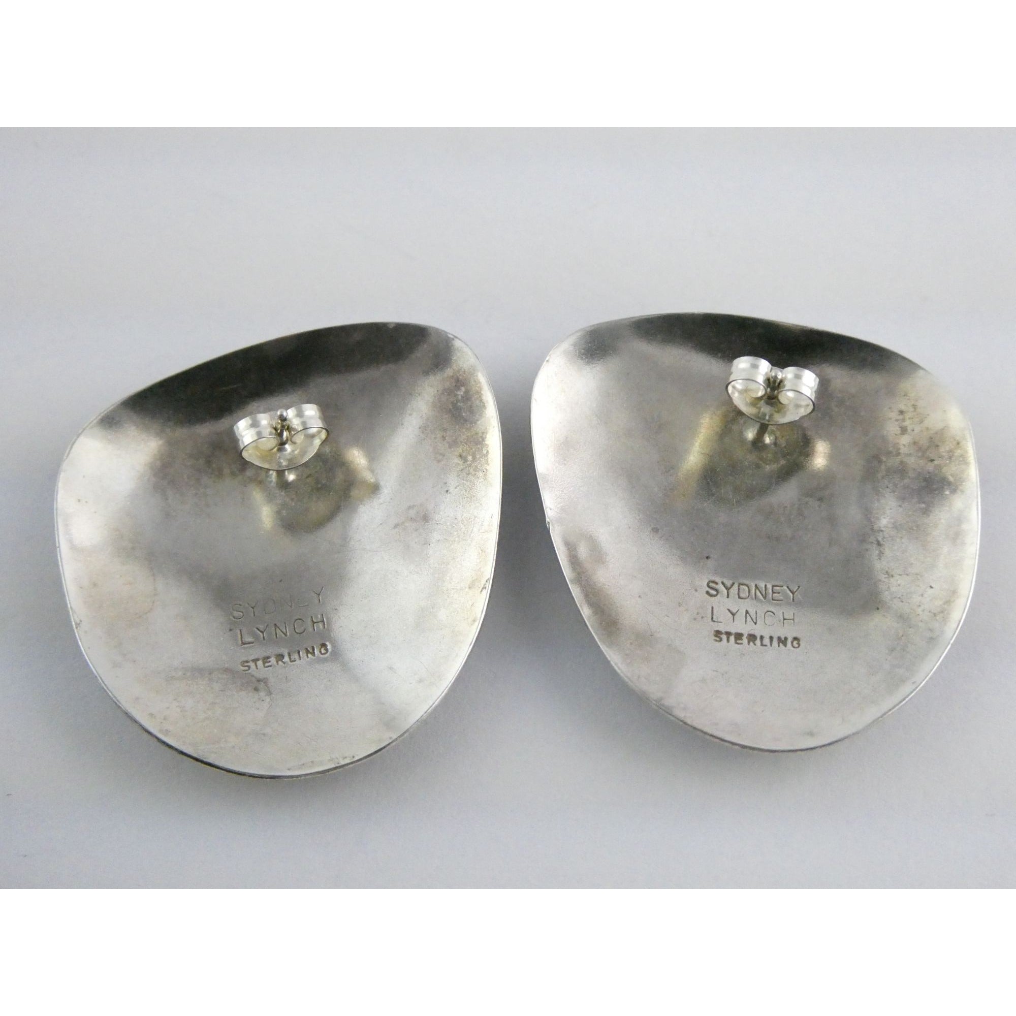 Sydney Lynch Sterling Silver and 22k Gold Modernist Freeform Earrings 8g 1.25 In
