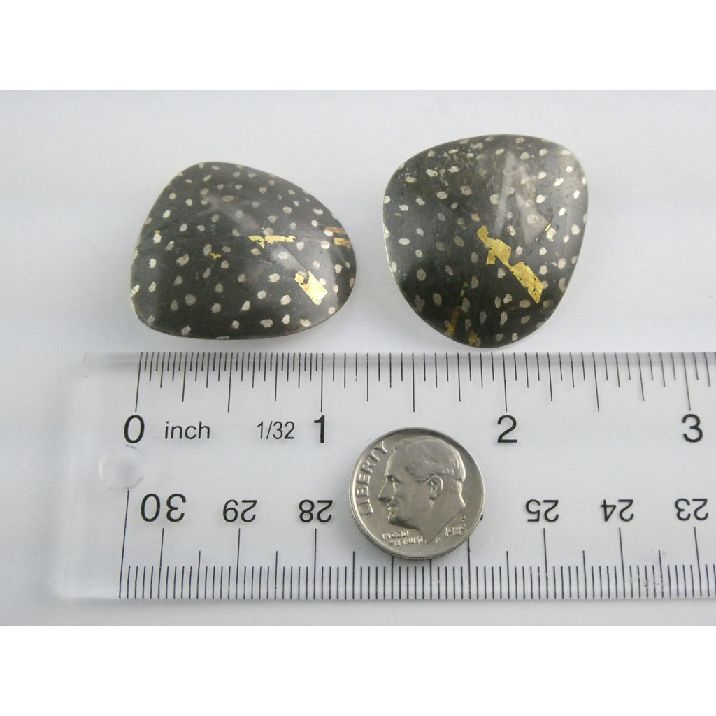 Sydney Lynch Sterling Silver and 22k Gold Modernist Freeform Earrings 8g 1.25 In