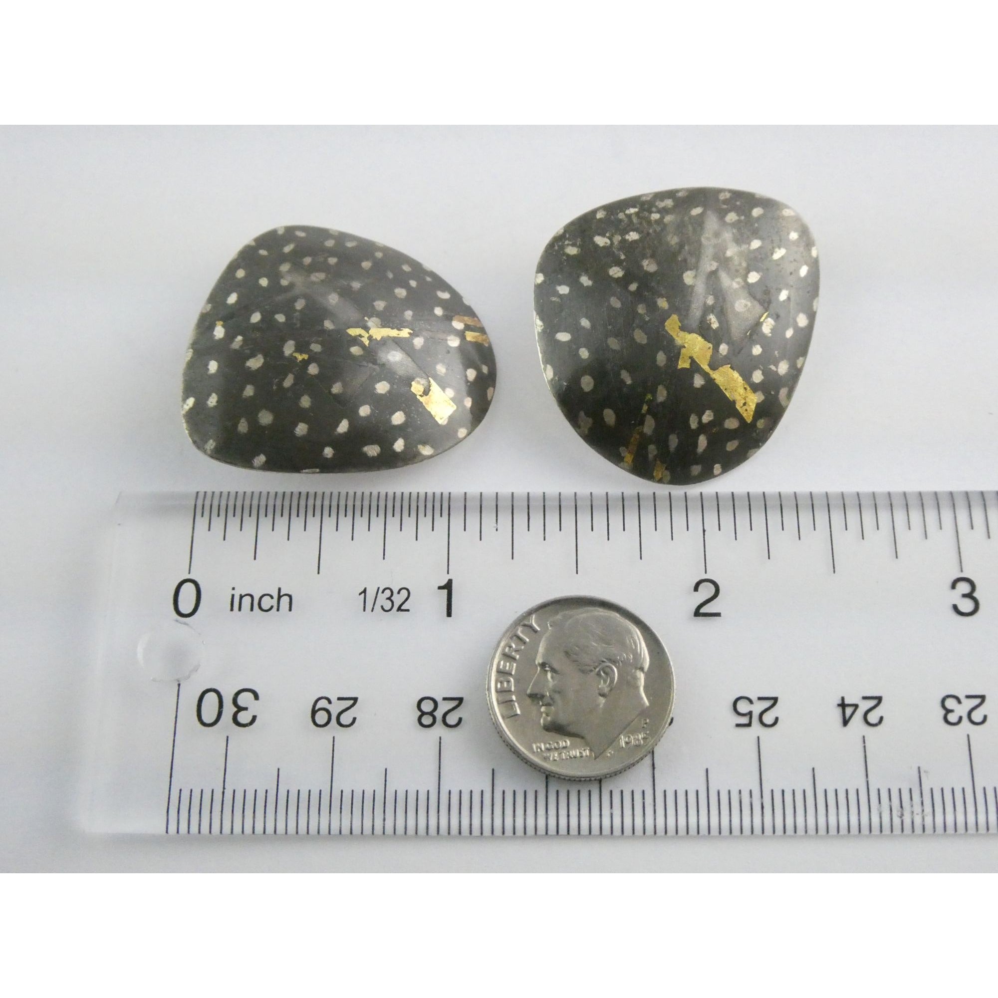 Sydney Lynch Sterling Silver and 22k Gold Modernist Freeform Earrings 8g 1.25 In