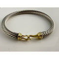 David Yurman Sterling Silver 14k Gold Classic Cable Buckle Bracelet 6.5 Inch 5mm