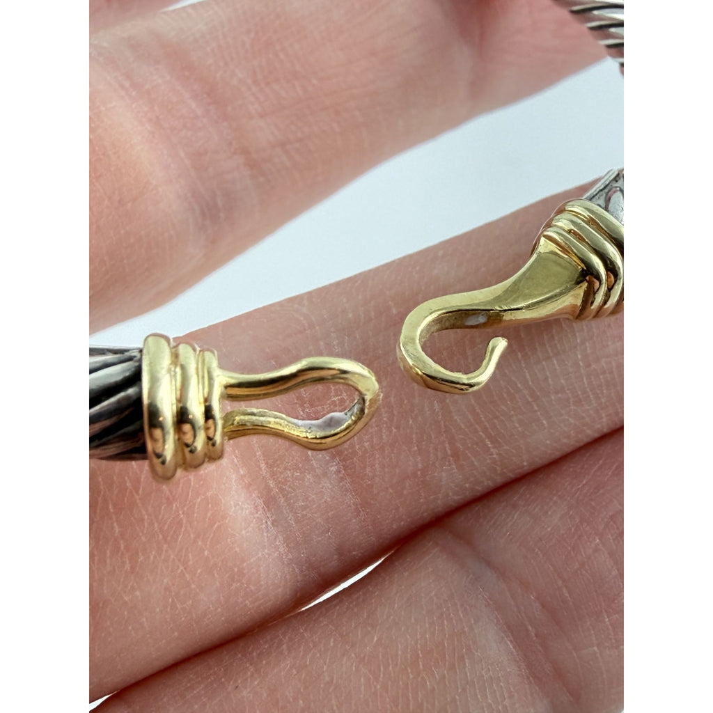 David Yurman Sterling Silver 14k Gold Classic Cable Buckle Bracelet 6.5 Inch 5mm