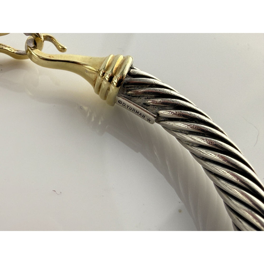 David Yurman Sterling Silver 14k Gold Classic Cable Buckle Bracelet 6.5 Inch 5mm