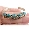 Southwestern Sterling Silver 5 Stone Turquoise Cuff Bracelet 6.75 Inches 58.7g