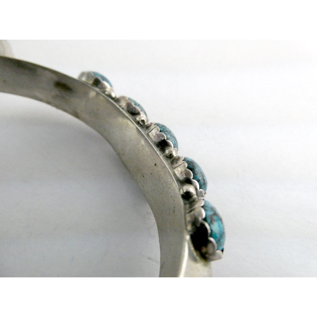 Southwestern Sterling Silver 5 Stone Turquoise Cuff Bracelet 6.75 Inches 58.7g