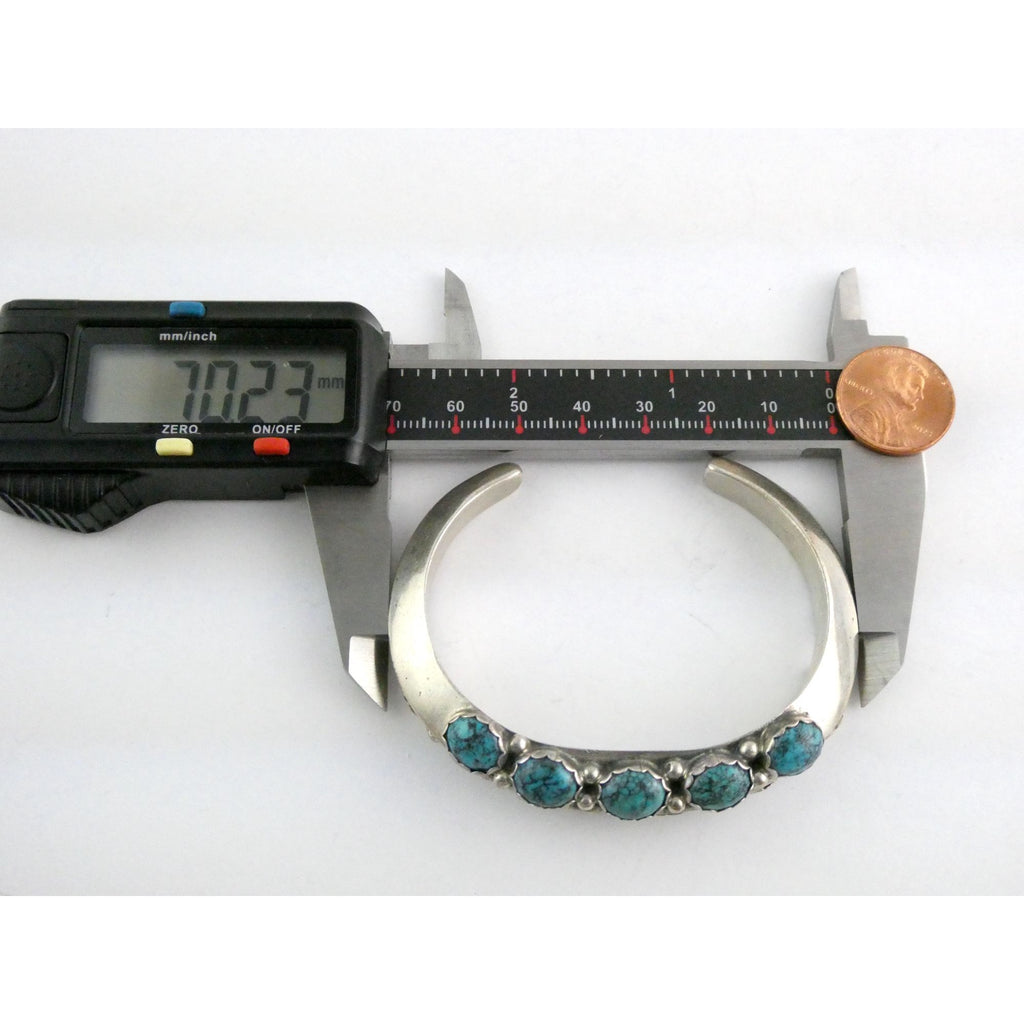 Southwestern Sterling Silver 5 Stone Turquoise Cuff Bracelet 6.75 Inches 58.7g