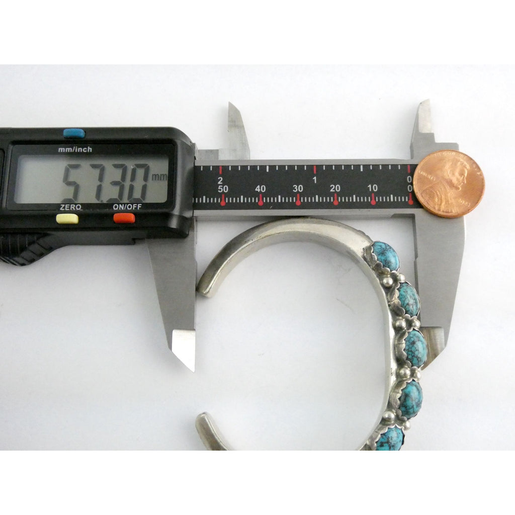 Southwestern Sterling Silver 5 Stone Turquoise Cuff Bracelet 6.75 Inches 58.7g
