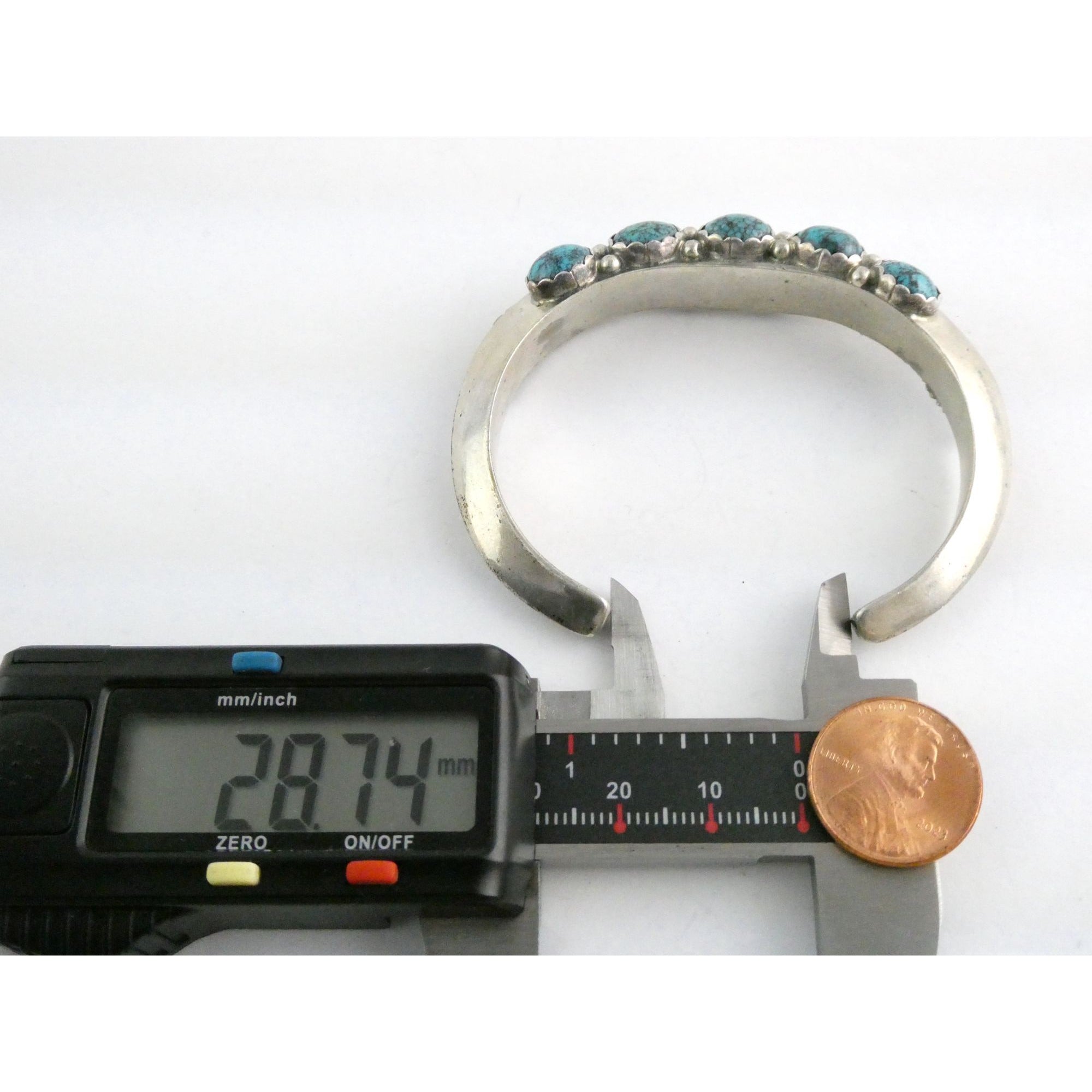 Southwestern Sterling Silver 5 Stone Turquoise Cuff Bracelet 6.75 Inches 58.7g