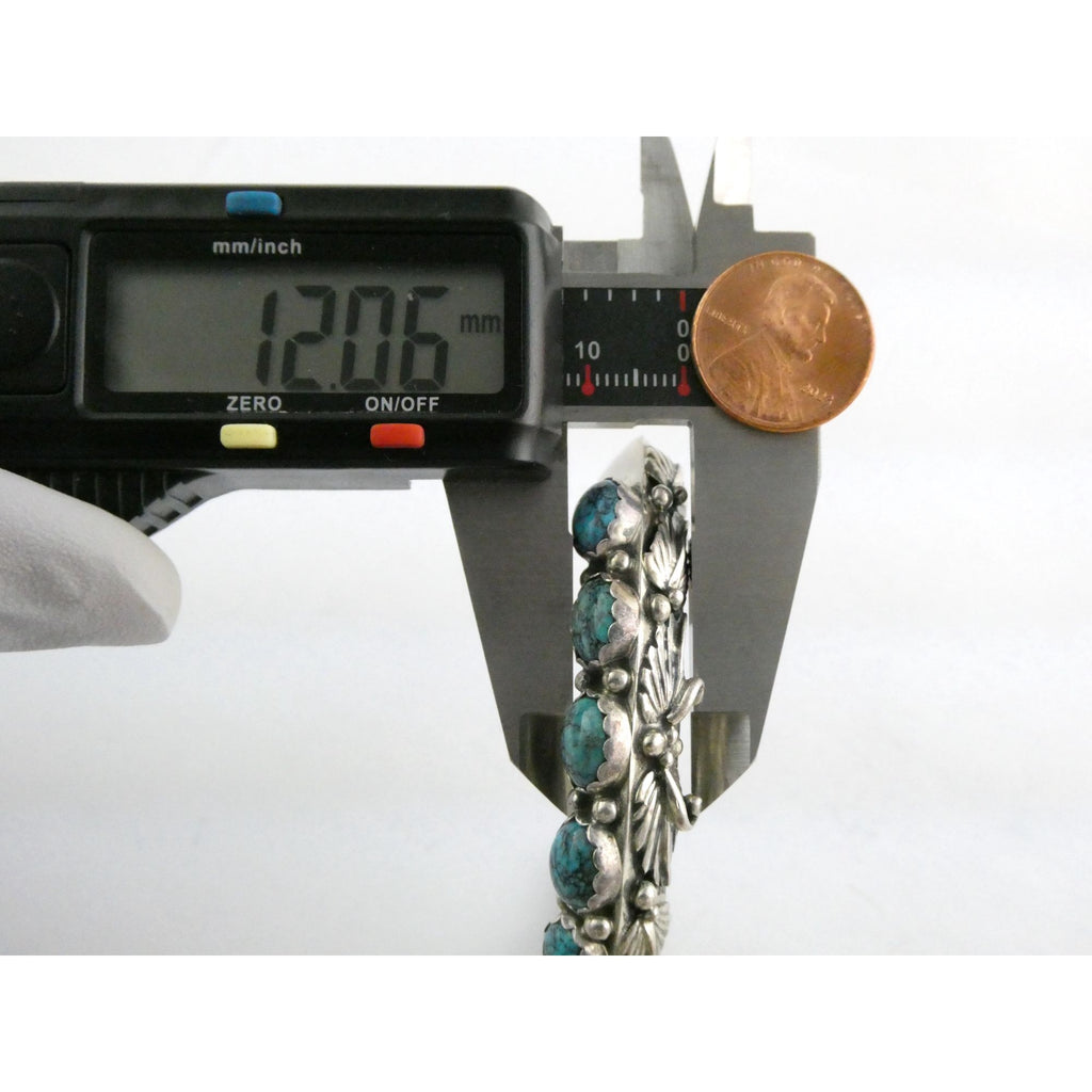 Southwestern Sterling Silver 5 Stone Turquoise Cuff Bracelet 6.75 Inches 58.7g