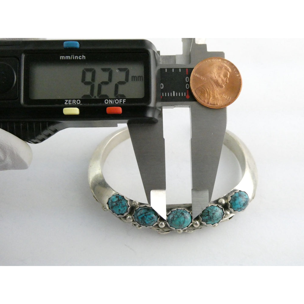 Southwestern Sterling Silver 5 Stone Turquoise Cuff Bracelet 6.75 Inches 58.7g
