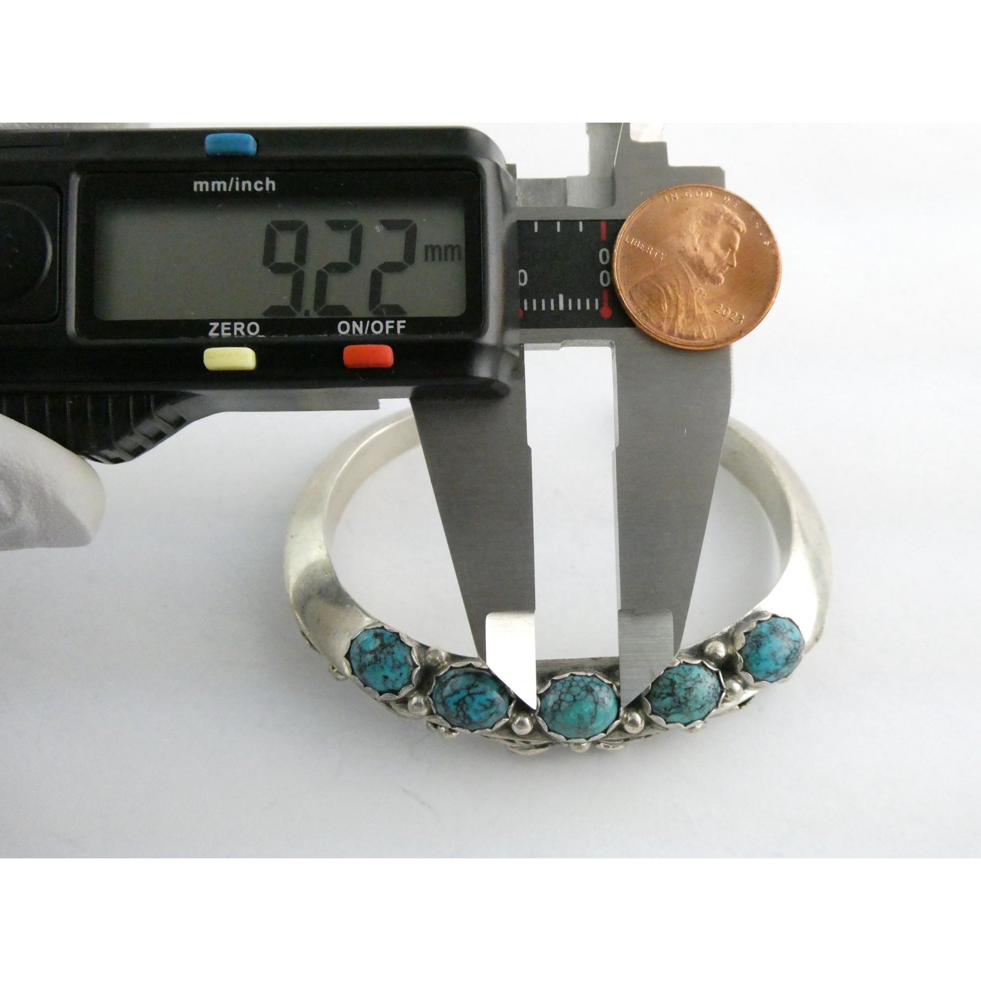 Southwestern Sterling Silver 5 Stone Turquoise Cuff Bracelet 6.75 Inches 58.7g