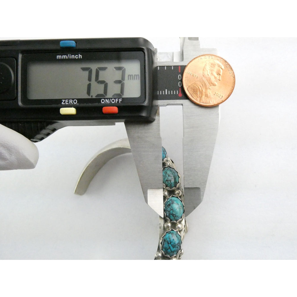 Southwestern Sterling Silver 5 Stone Turquoise Cuff Bracelet 6.75 Inches 58.7g