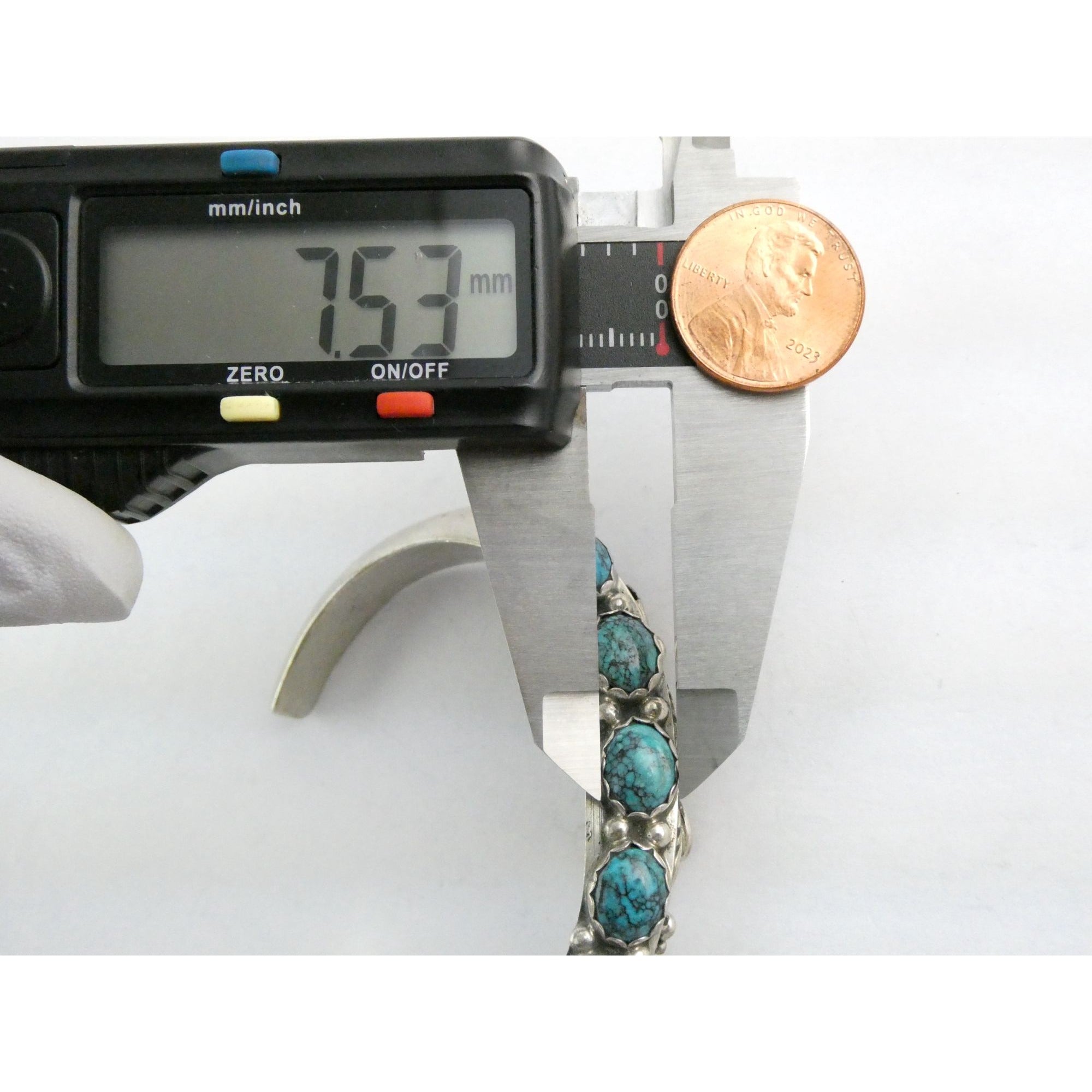 Southwestern Sterling Silver 5 Stone Turquoise Cuff Bracelet 6.75 Inches 58.7g