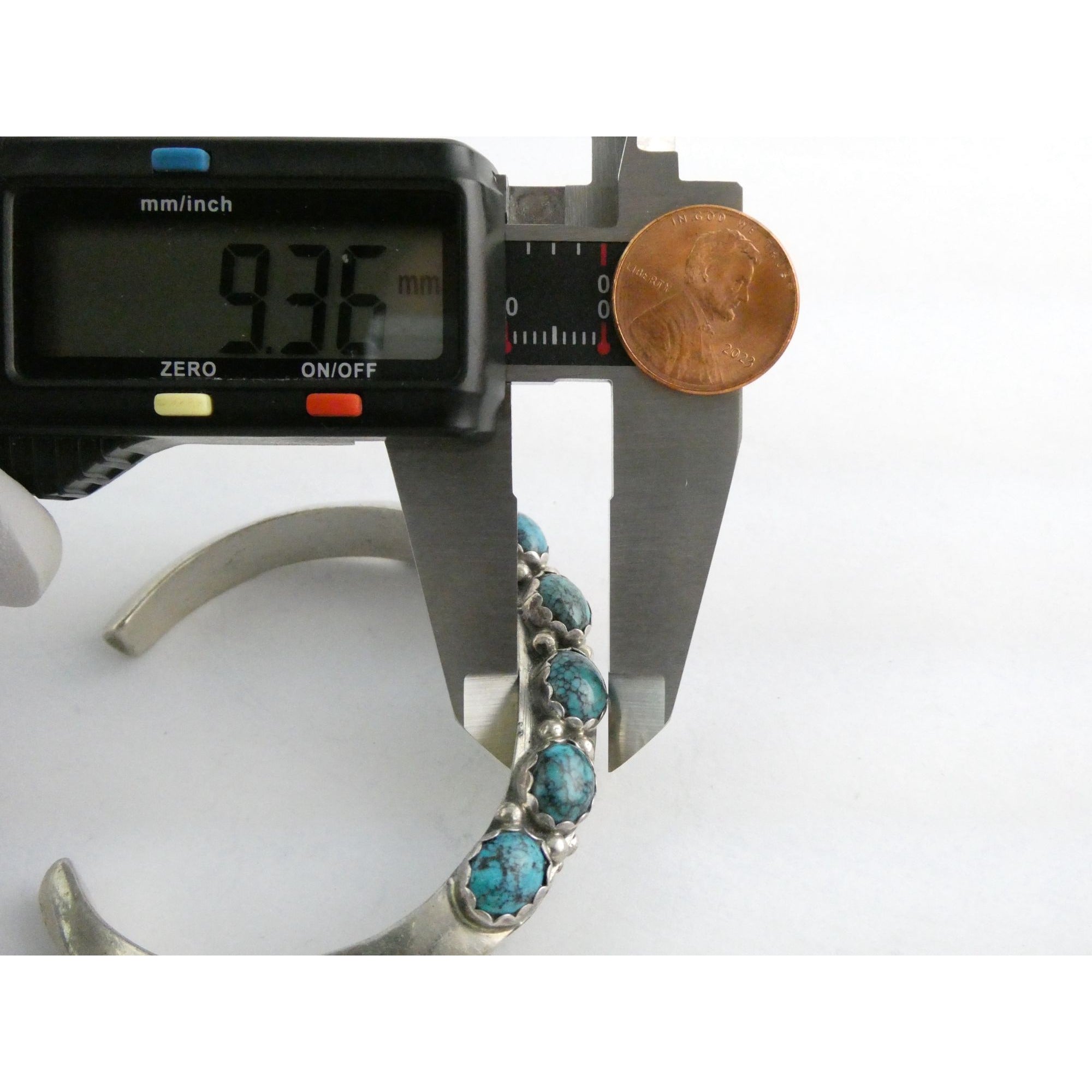 Southwestern Sterling Silver 5 Stone Turquoise Cuff Bracelet 6.75 Inches 58.7g
